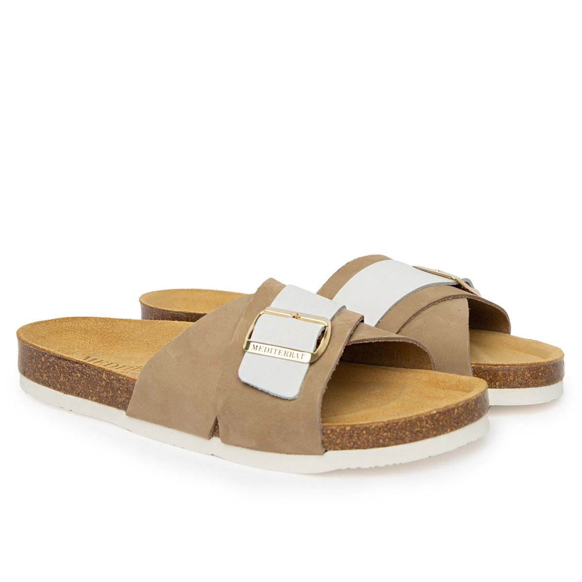 Manarola Leather Nobuck Sand And White