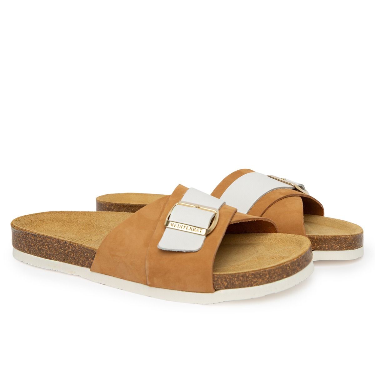 Manarola Leather Nobuck Beige And White