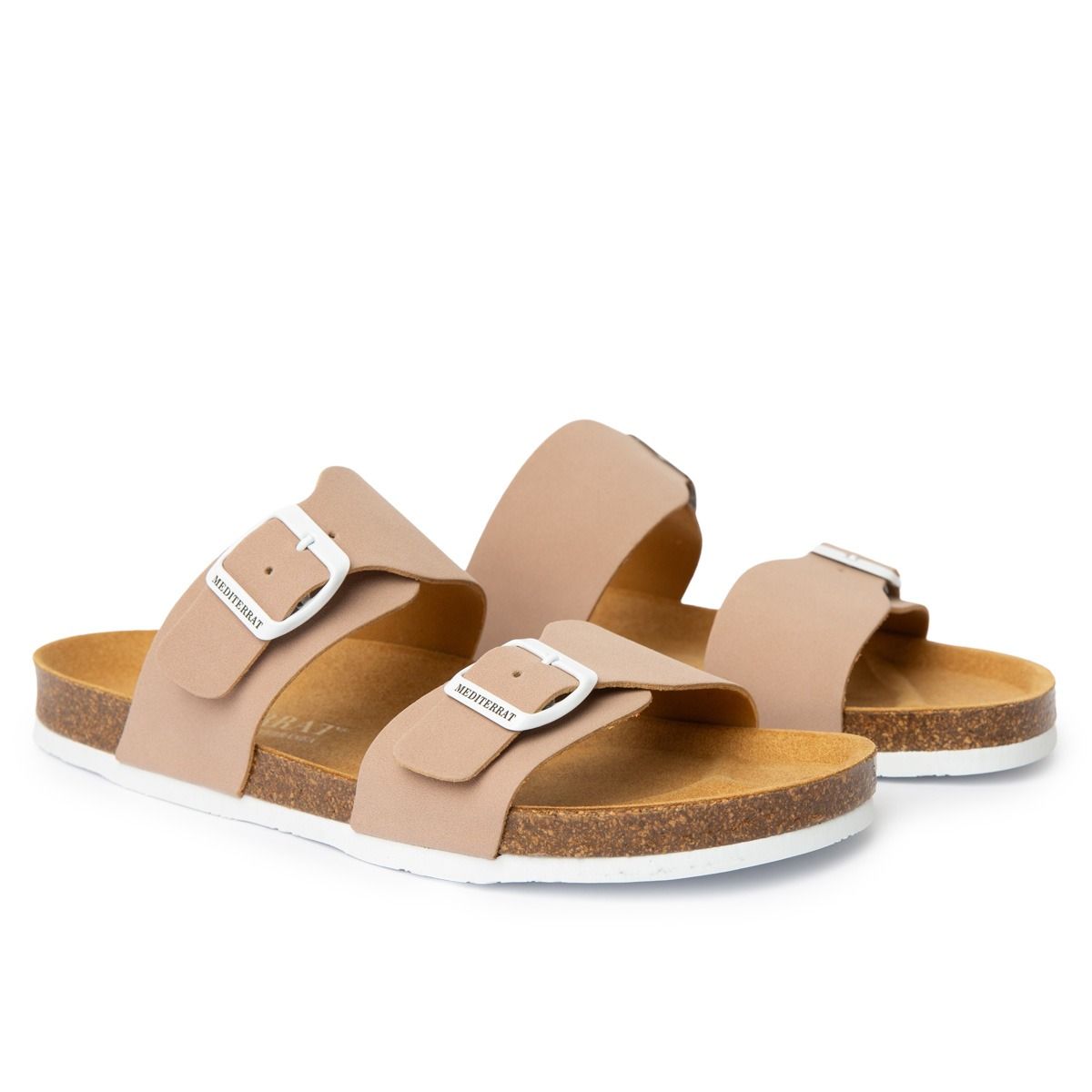 Venecia Vegan Suede Nude & White-1